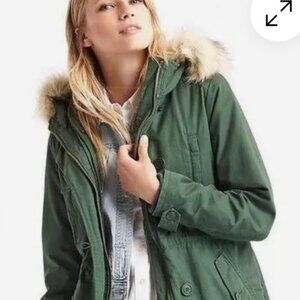 Gap Sherpa Lined Coat with Faux Fur Hood